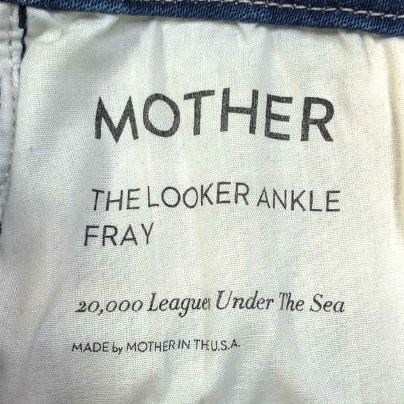 Mother The Looker Ankle Fray Skinny Jeans 27X28 Blue 20000 Leagues Under The Sea - Picture 5 of 10